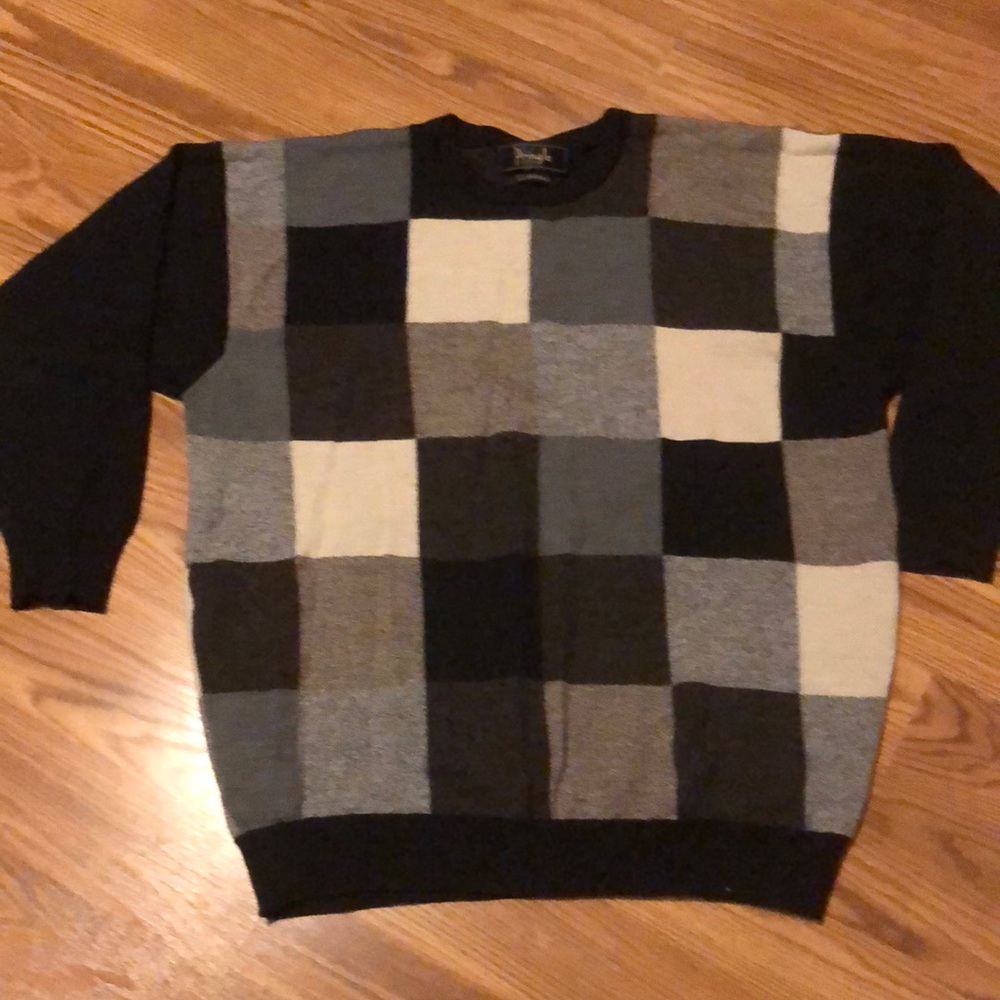 Pringle black color block lambswool sweater